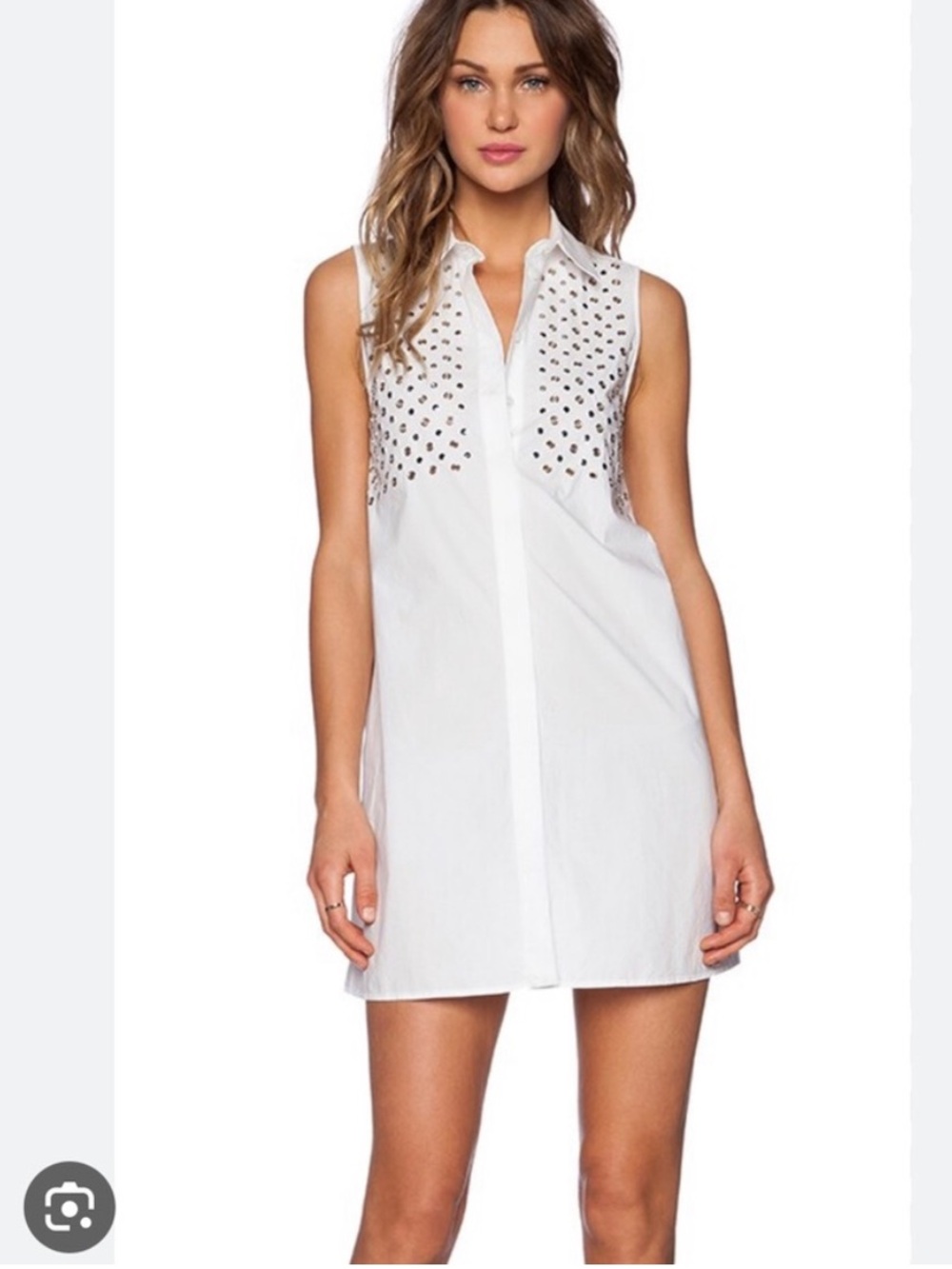 Alexander McQueen White Shirt DRESS with Black MCQ Label silver Gromit detail